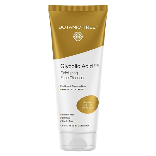 Botanic Tree’s Glycolic acid exfoliating cleanser for all skin types, the best face wash made with all natural ingredients.